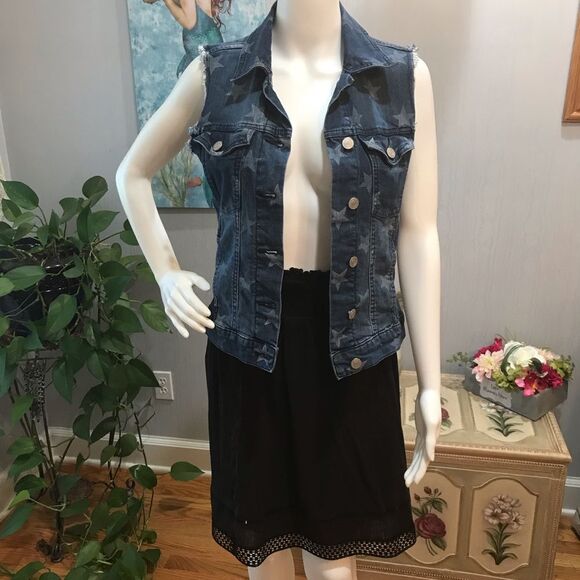 Rock & Republic Gunshow Stars Denim Vest Blue Sz XS - Picture 6 of 16